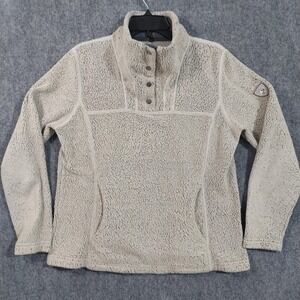 Kuhl Pullover Womens Medium Tan Sherpa Fleece‎ Snap Neck Outdoor Jacket Warm